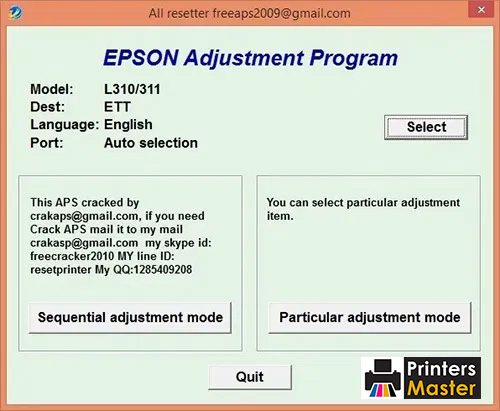 Epson L311 Adjustment Program