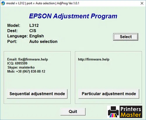 Epson L312 Adjustment Program