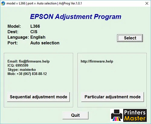 Epson L366 Adjustment Program