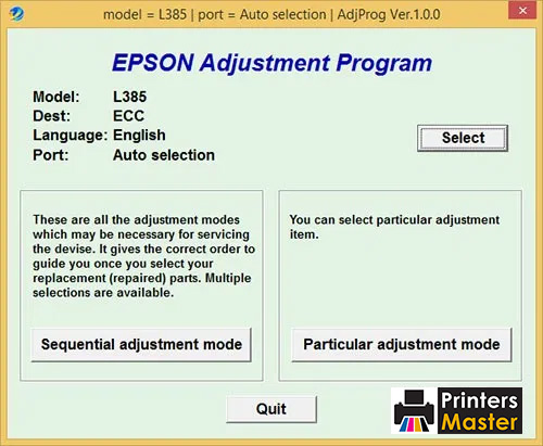 Epson L385 Adjustment Program
