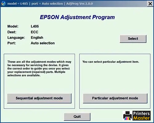 Epson L405 Adjustment Program
