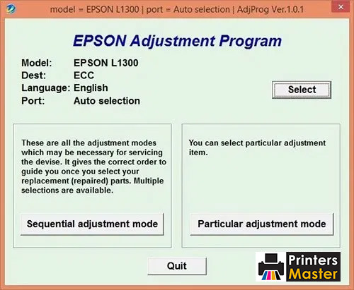 Epson L1300 Adjustment Program