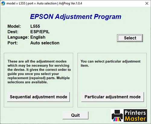 Epson L555 Adjustment Program
