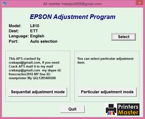 Epson L810 Adjustment Program