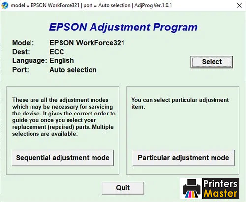 Epson WorkForce 321 Adjustment Program