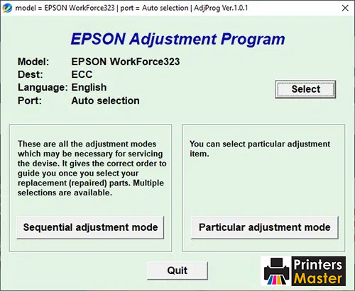 Epson WorkForce 323 Adjustment Program
