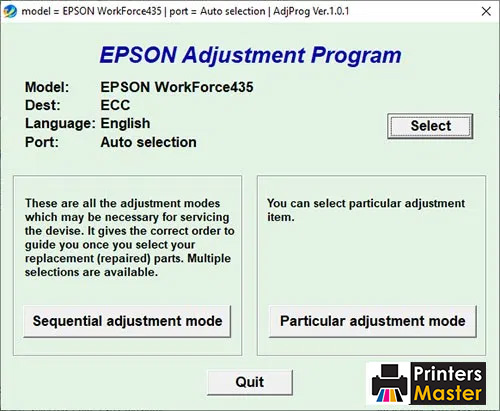 Epson WorkForce 435 Adjustment Program