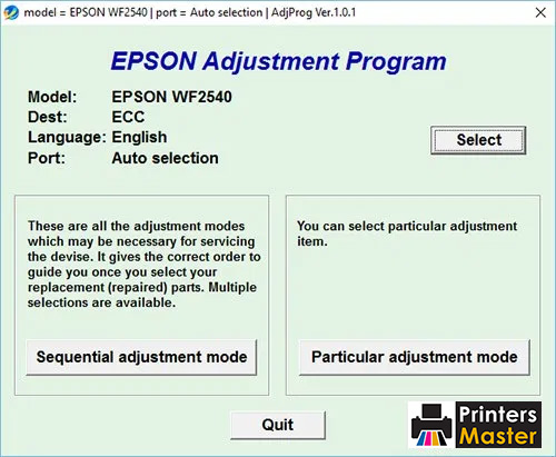 Epson WorkForce WF-2540 Adjustment Program