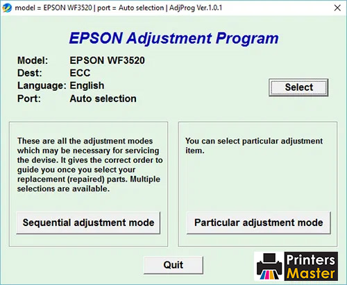 Epson WorkForce WF-3520 Adjustment Program