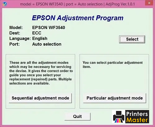 Epson WorkForce WF-3540 Adjustment Program
