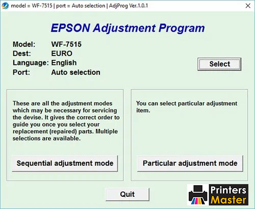 Epson WorkForce WF-7515 Adjustment Program