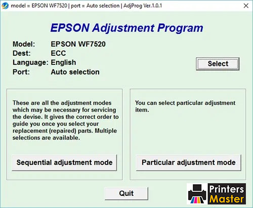 Epson WorkForce WF-7520 Adjustment Program
